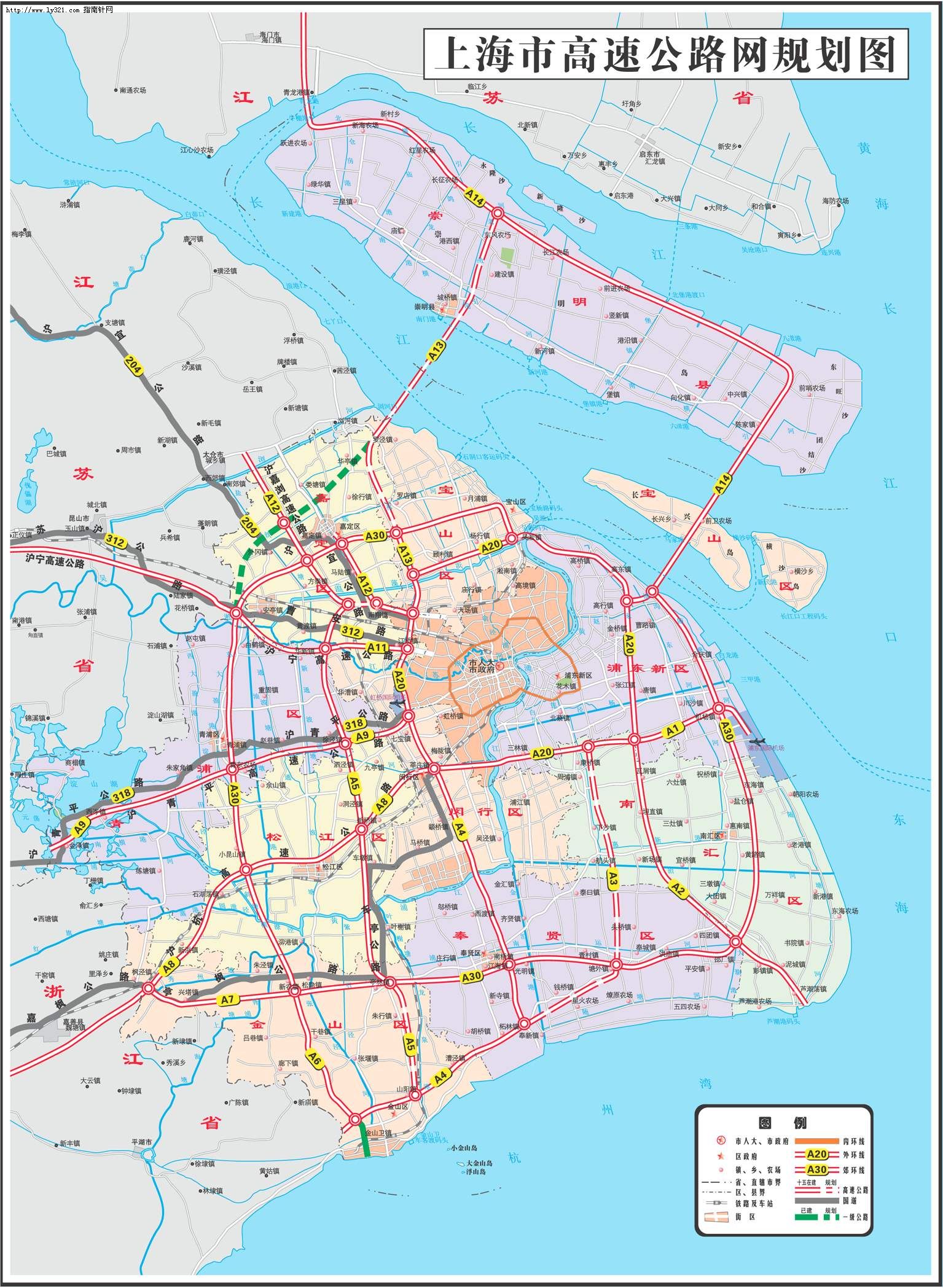 上海市高速公路网规划地图
