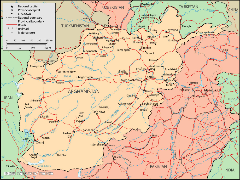 阿富汗地图英文