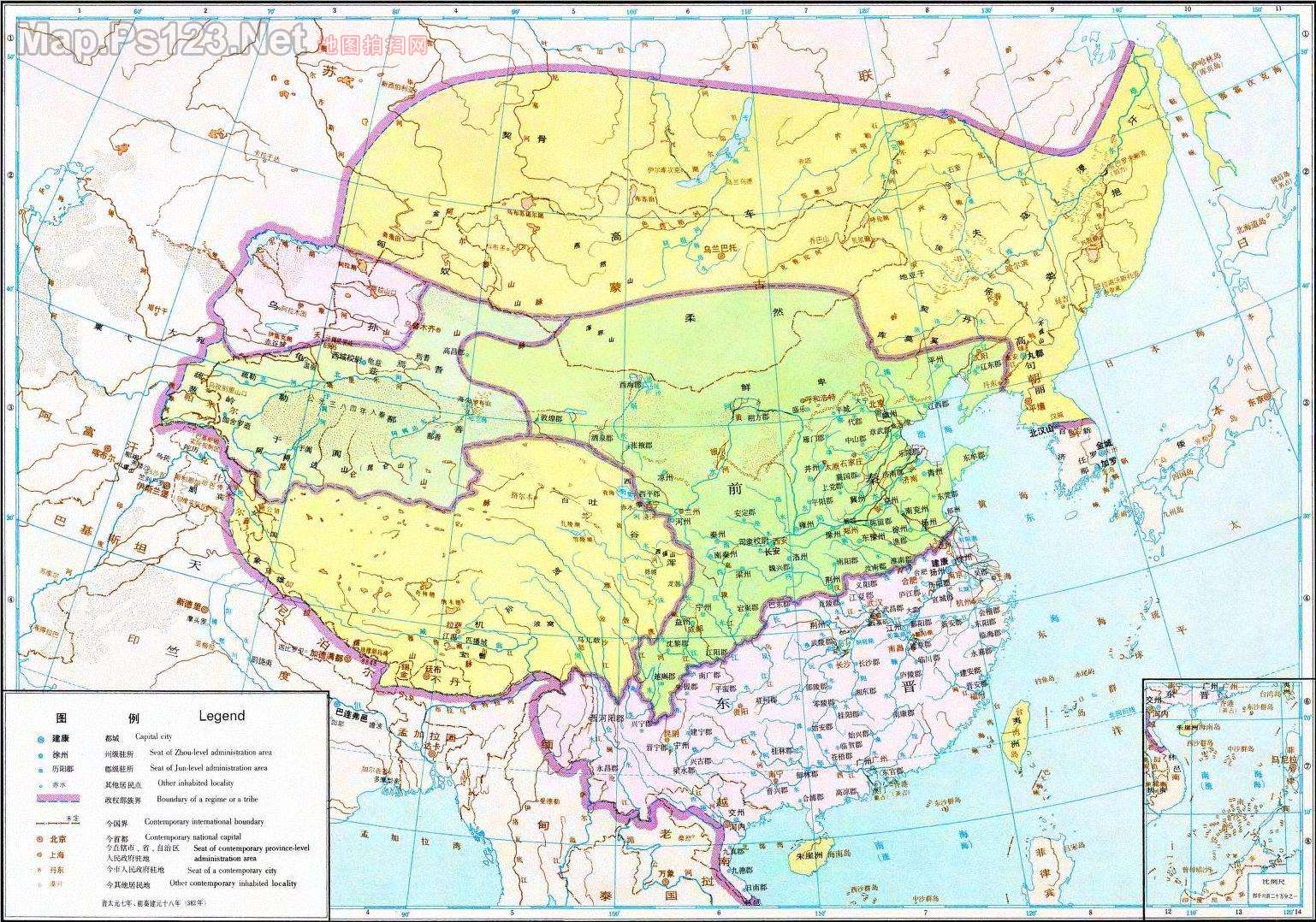 历史地图:东晋十六国时期全图